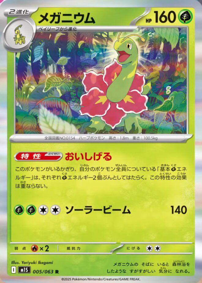Chikorita, Bayleef & Meganium Cards from the Pokémon TCG: Mega