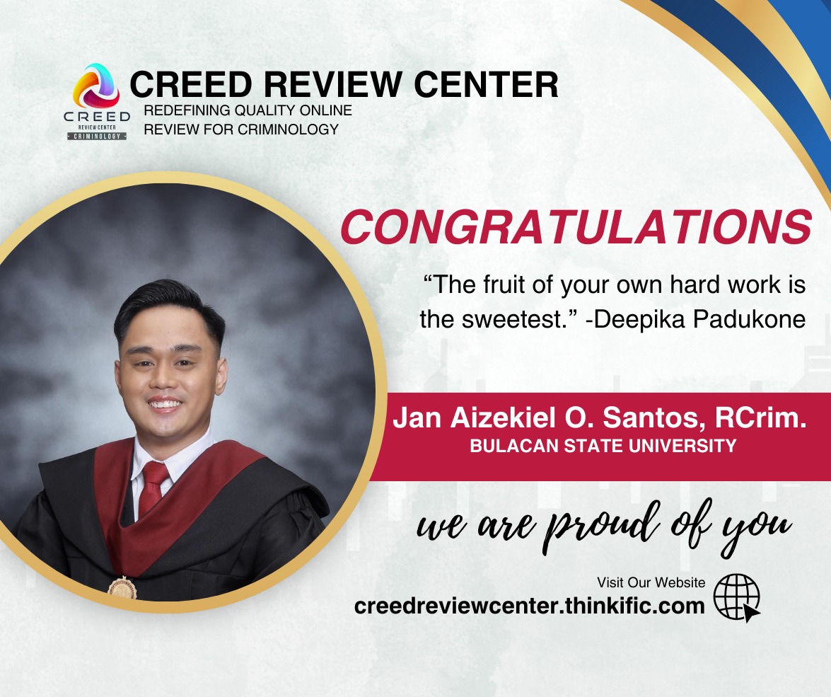 Congratulations - CREED Criminology E-Review Services