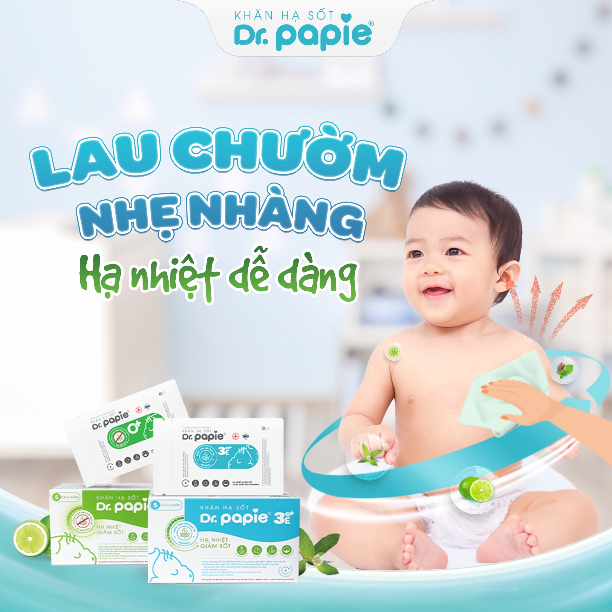 Lau chườm nhẹ nhàng Hạ nhiệt dễ... - Khăn Hạ Sốt Dr.Papie | Facebook