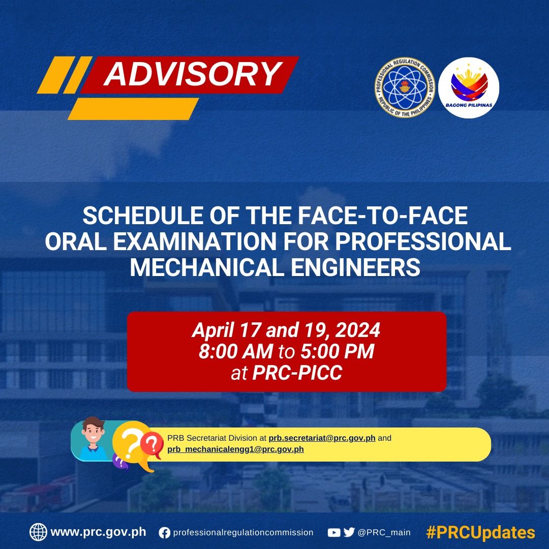 Schedule of the Face-to-Face Oral Examination for Professional ...
