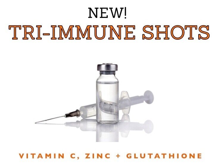 What is a Tri-Immune Shot? A Tri-Immune Shot is a combination of Vitamin C, Zinc, and Glutathione which all play a role of fighting off colds, flus, and free radicials. The ImmunoShot