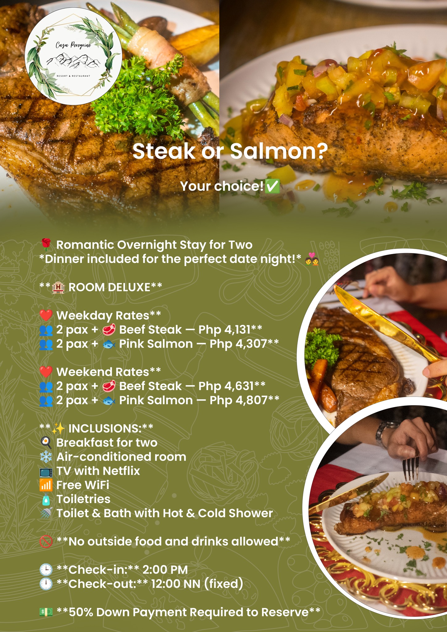 Caza - 🎉 PROMO ALERT! 🎉 🌹 Romantic Overnight Stay for Two Dinner ...