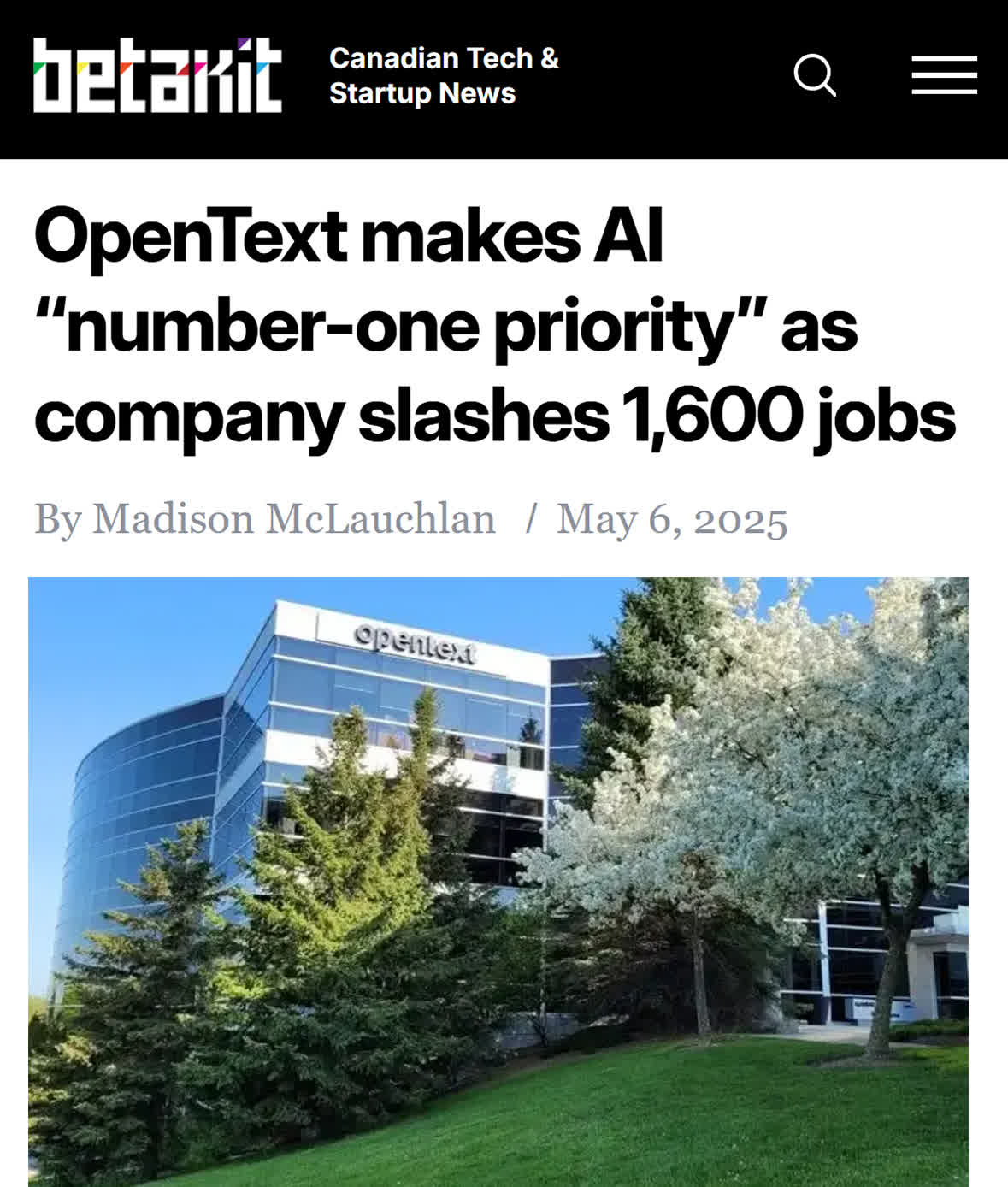 UBI - Kitchener-Waterloo-based OpenText is the latest Canadian tech ...