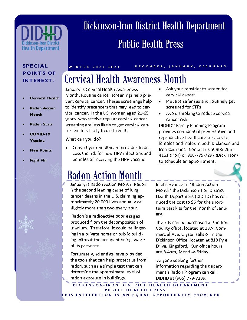 Check out the... - Dickinson-Iron District Health Department