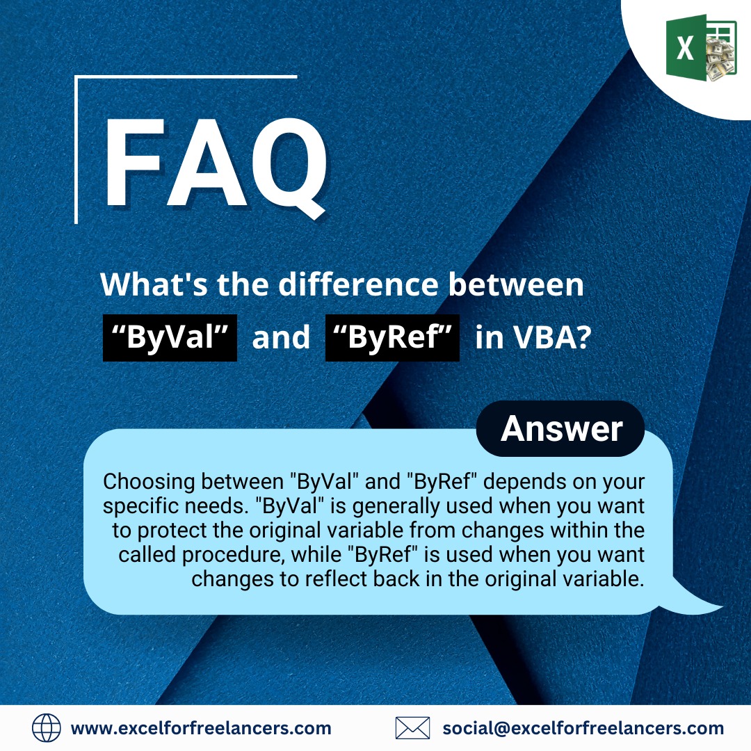 🤔 VBA FAQ: ByVal vs. ByRef 🔄 Q:... - Excel For Freelancers | Facebook