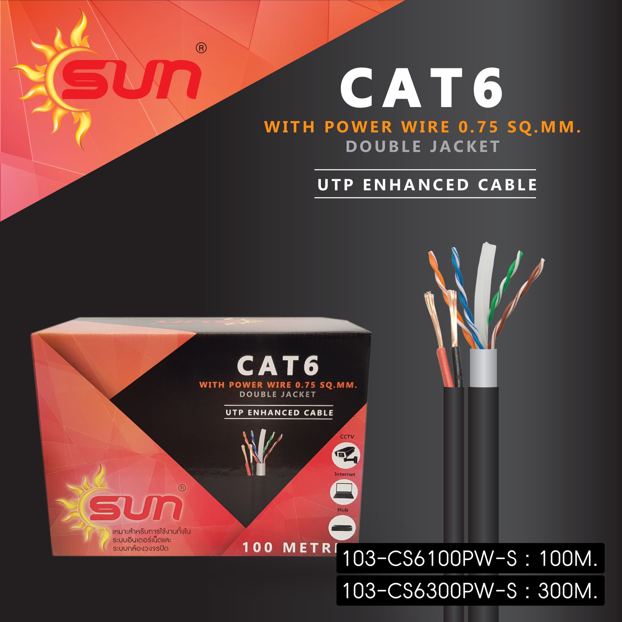 📍CAT6... - Sun Cable ผลิต-จำหน่าย สายกล้องวงจรปิดและสายไฟ | Facebook