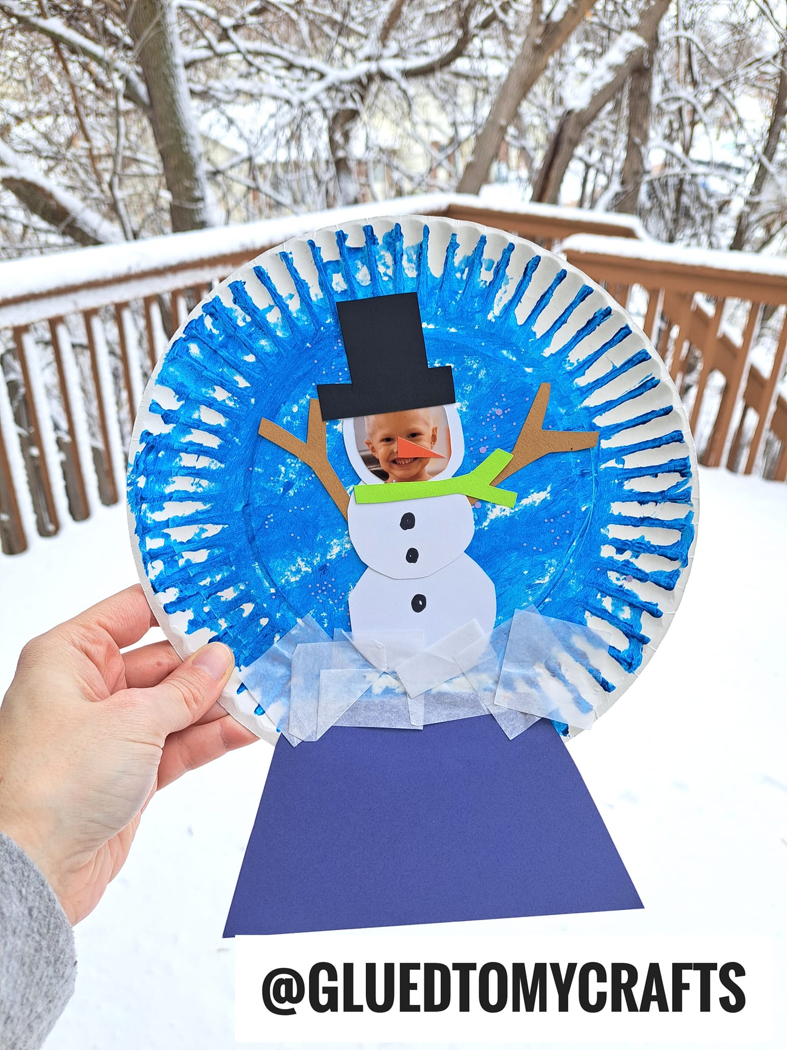 Paper Plate Snowman Snow Globe Craft... - Glued to My Crafts