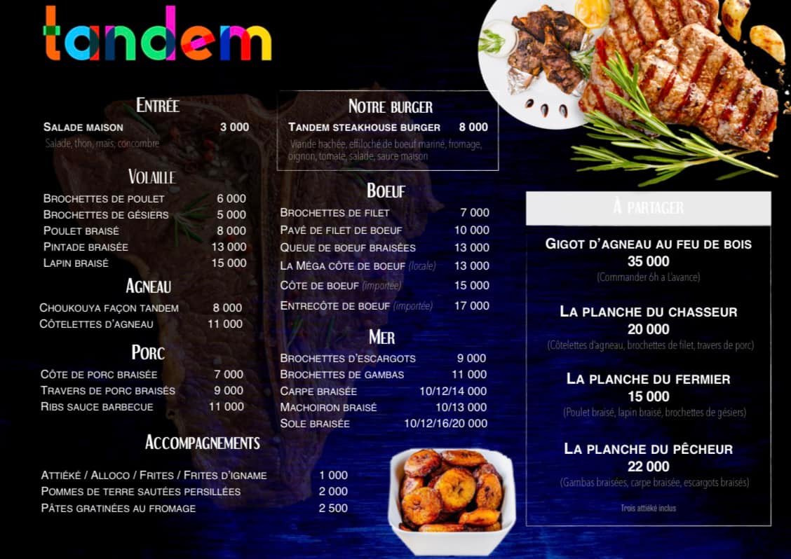 Nouveau menu! - Tandem Grill Abidjan | Facebook