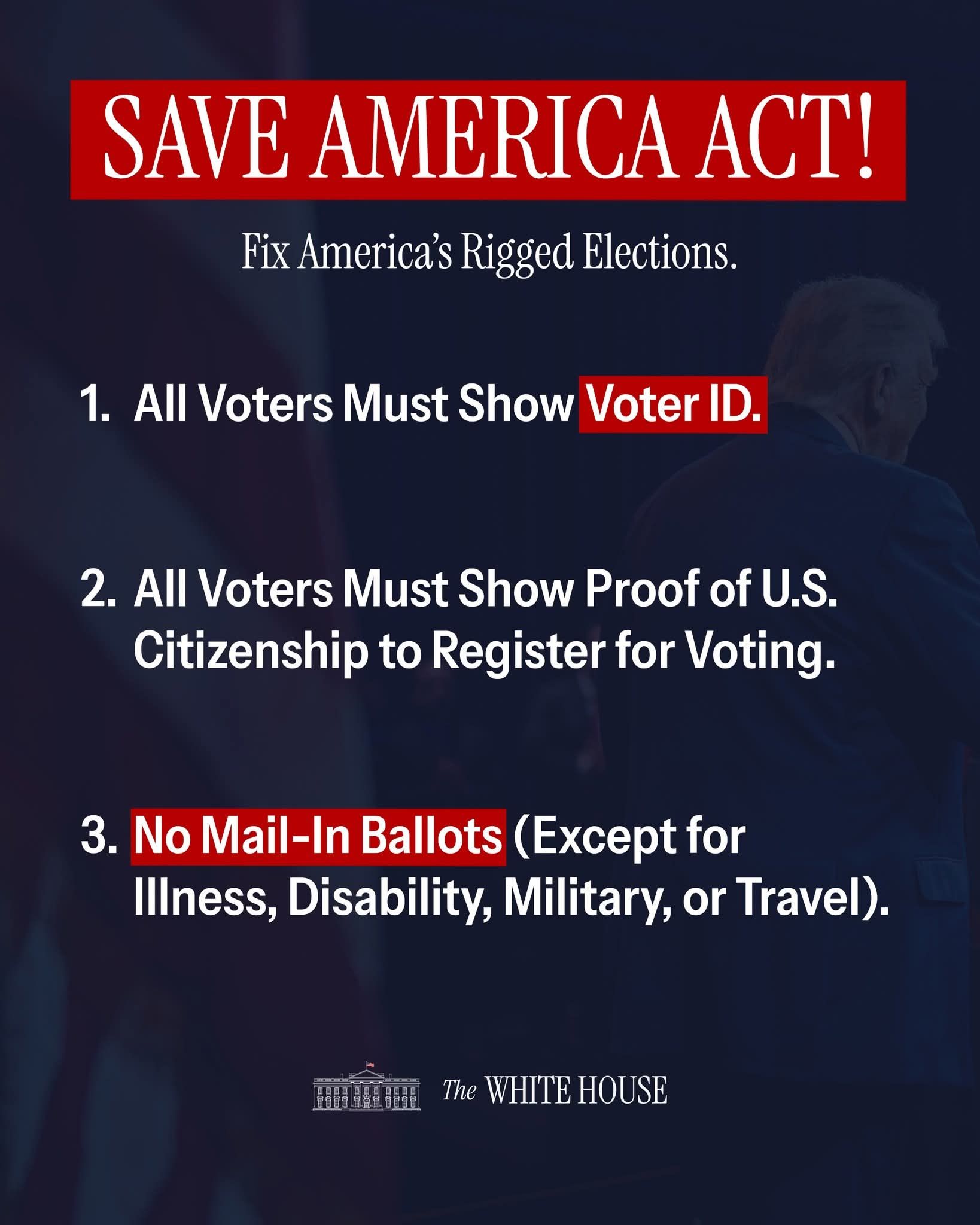 Breaking - The white house announced "Pass the SAVE AMERICA ACT and ...