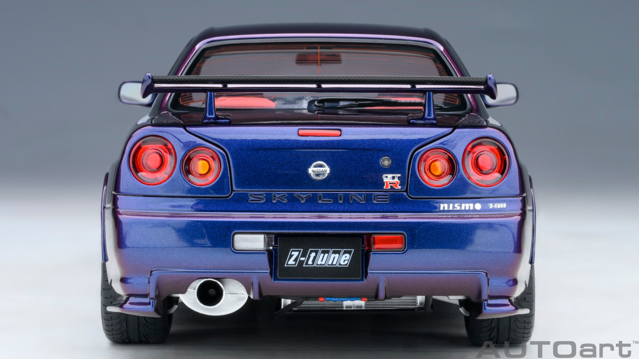 1:18 NISMO R34 GT-R Z-TUNE(MIDNIGHT PURPLE III). Item No. 77464.