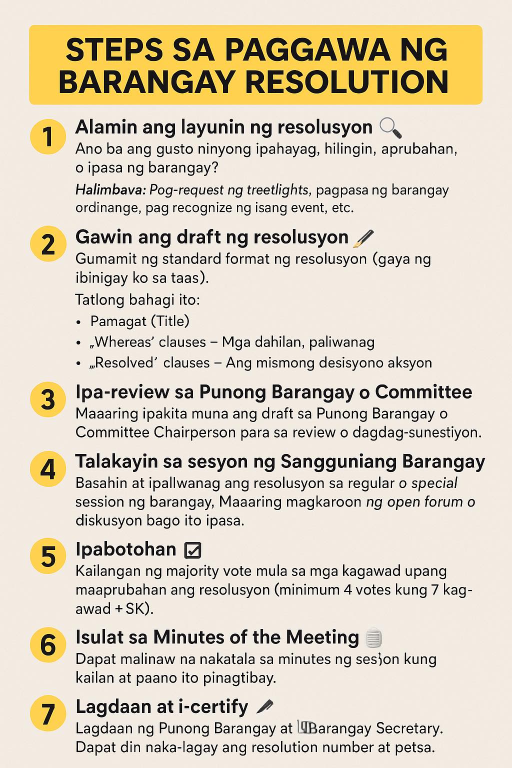 Barangay - STEPS SA PAGGAWA NG BARANGAY RESOLUTION 1. Alamin ang ...