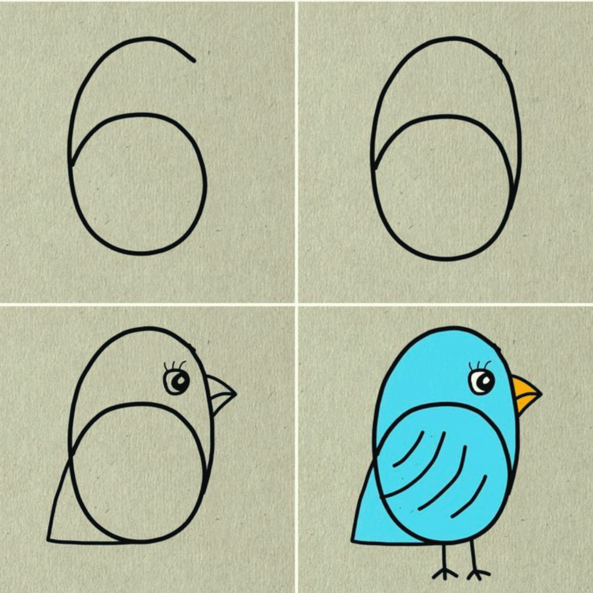 Drawings for kids easy | Draw a bird with number 6 | Facebook