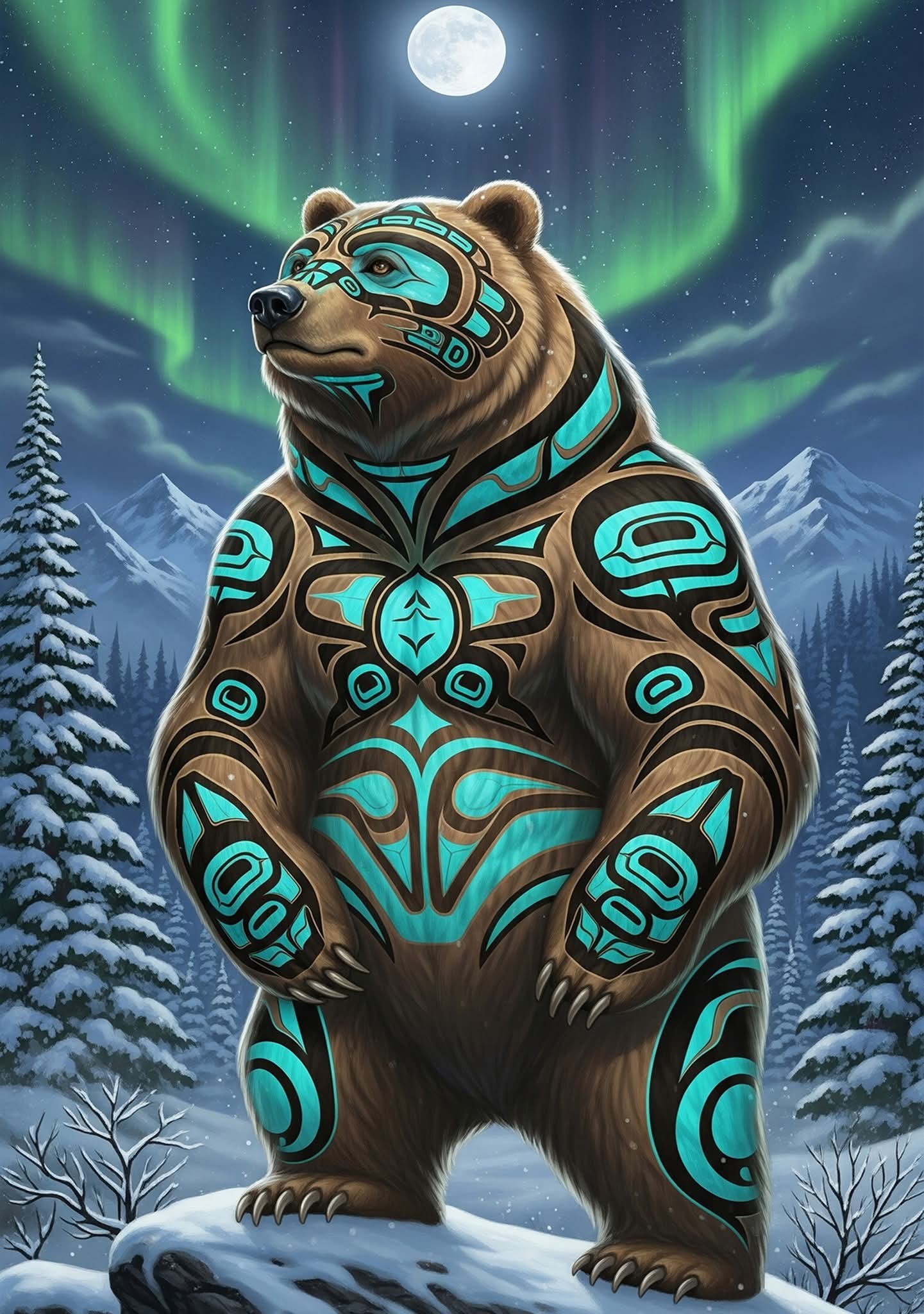 The bear and the Ember Maiden, guardians of light in a fantasy world