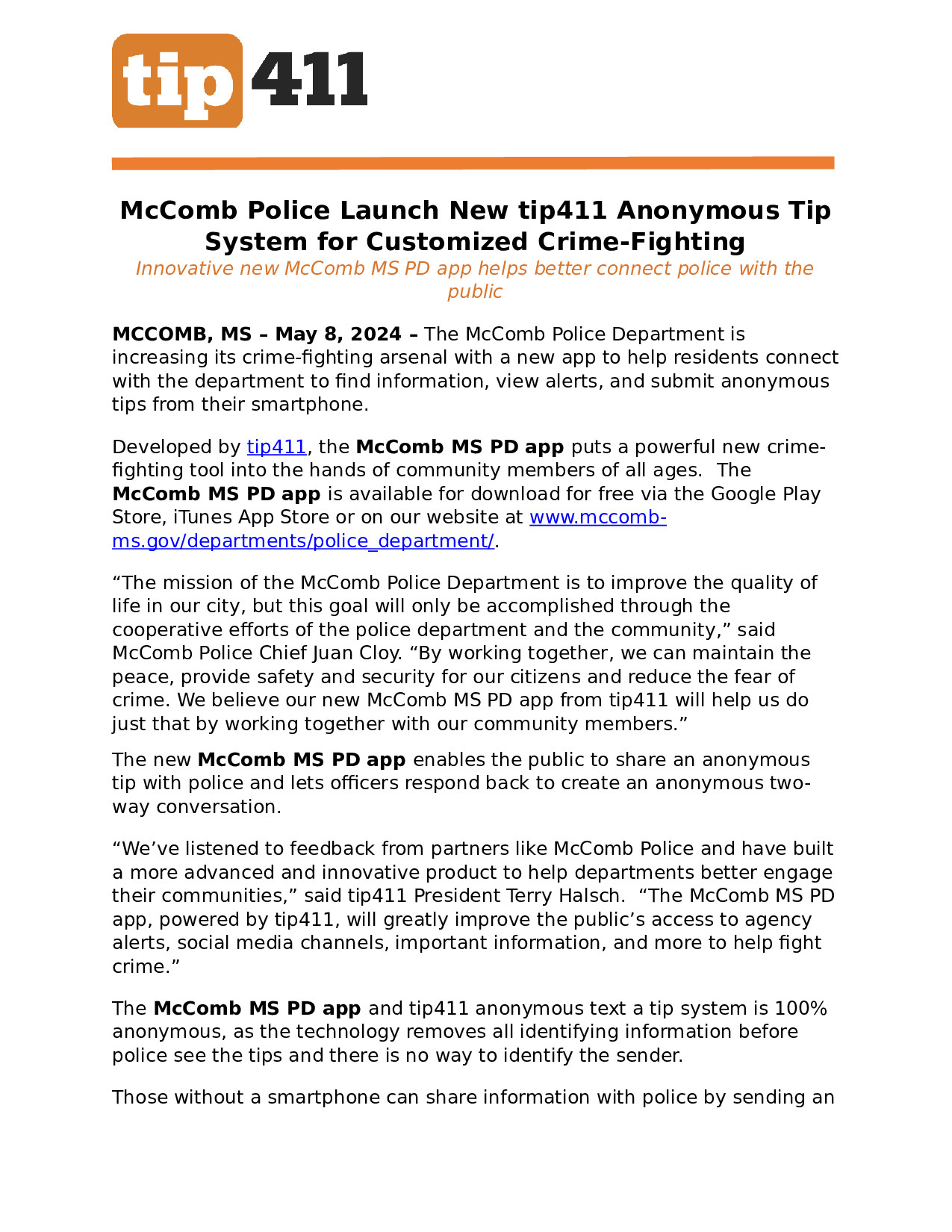 TIP 411 https://vimeo.com/936456820 - McComb City McComb, MS | Facebook