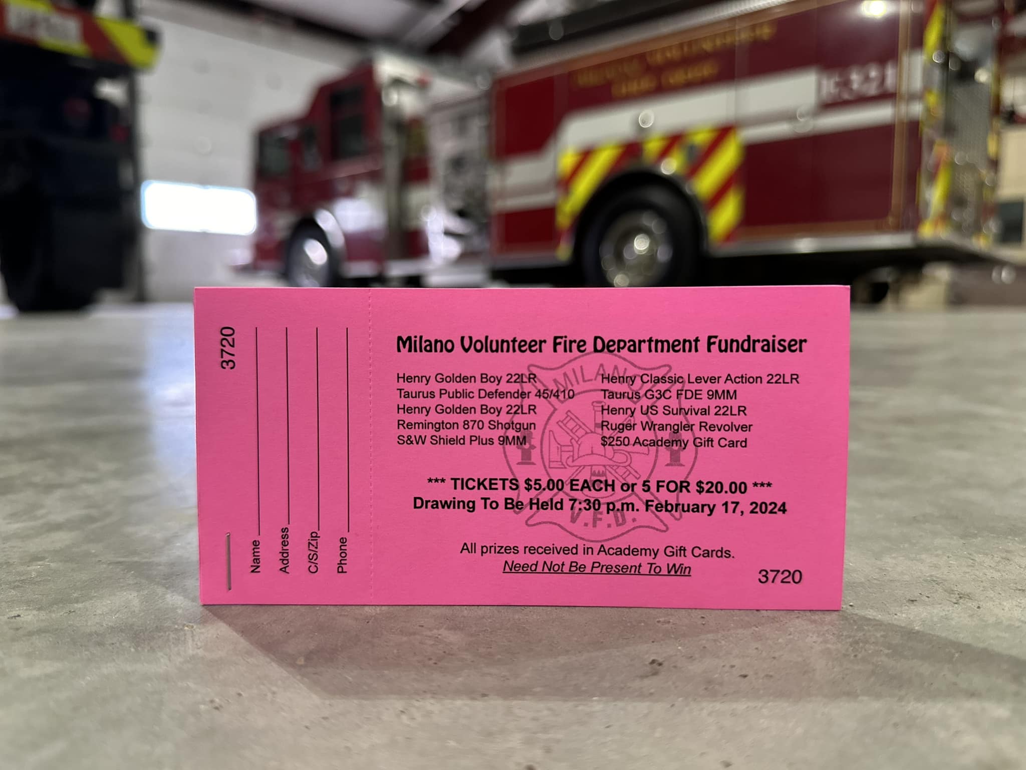 ***Milano VFD Raffle Tickets... - Milano Vol. Fire Department | Facebook