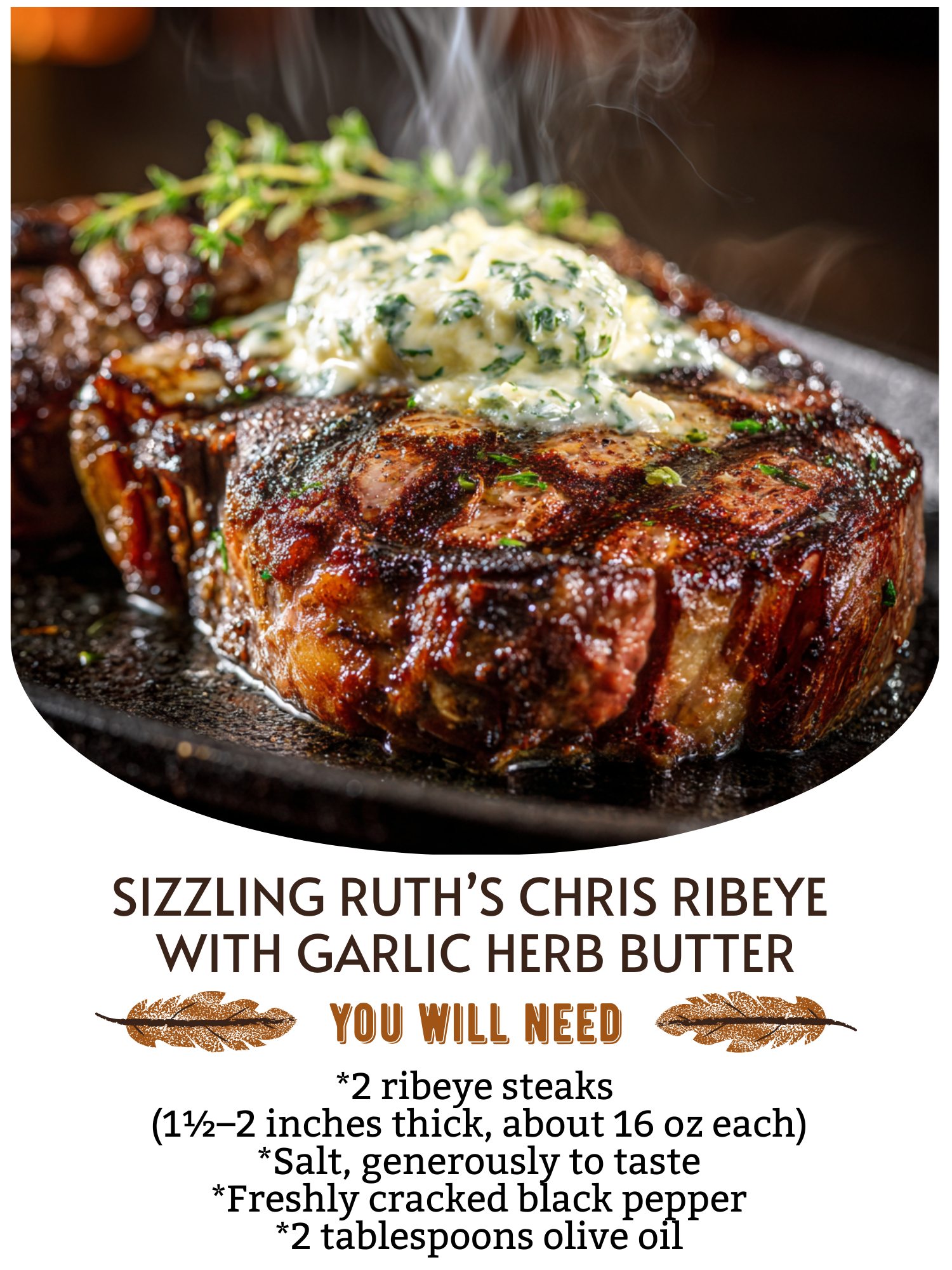 Simple - 🥩🔥 Sizzling Ruth’s Chris Ribeye with Garlic Herb Butter 🧄🧈 A ...