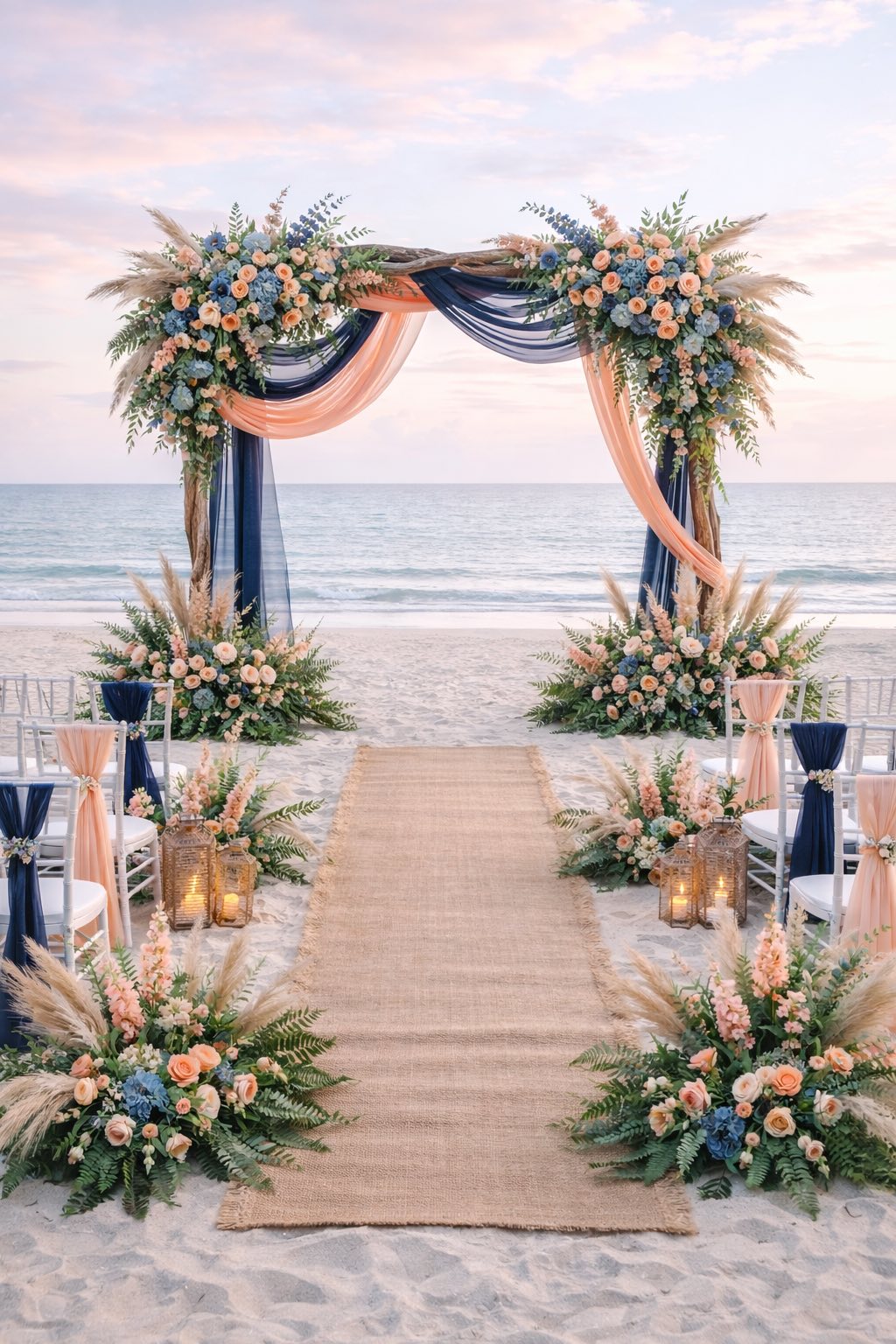 What are similar bridesmaid dress colors to blue, peach, and maroon?