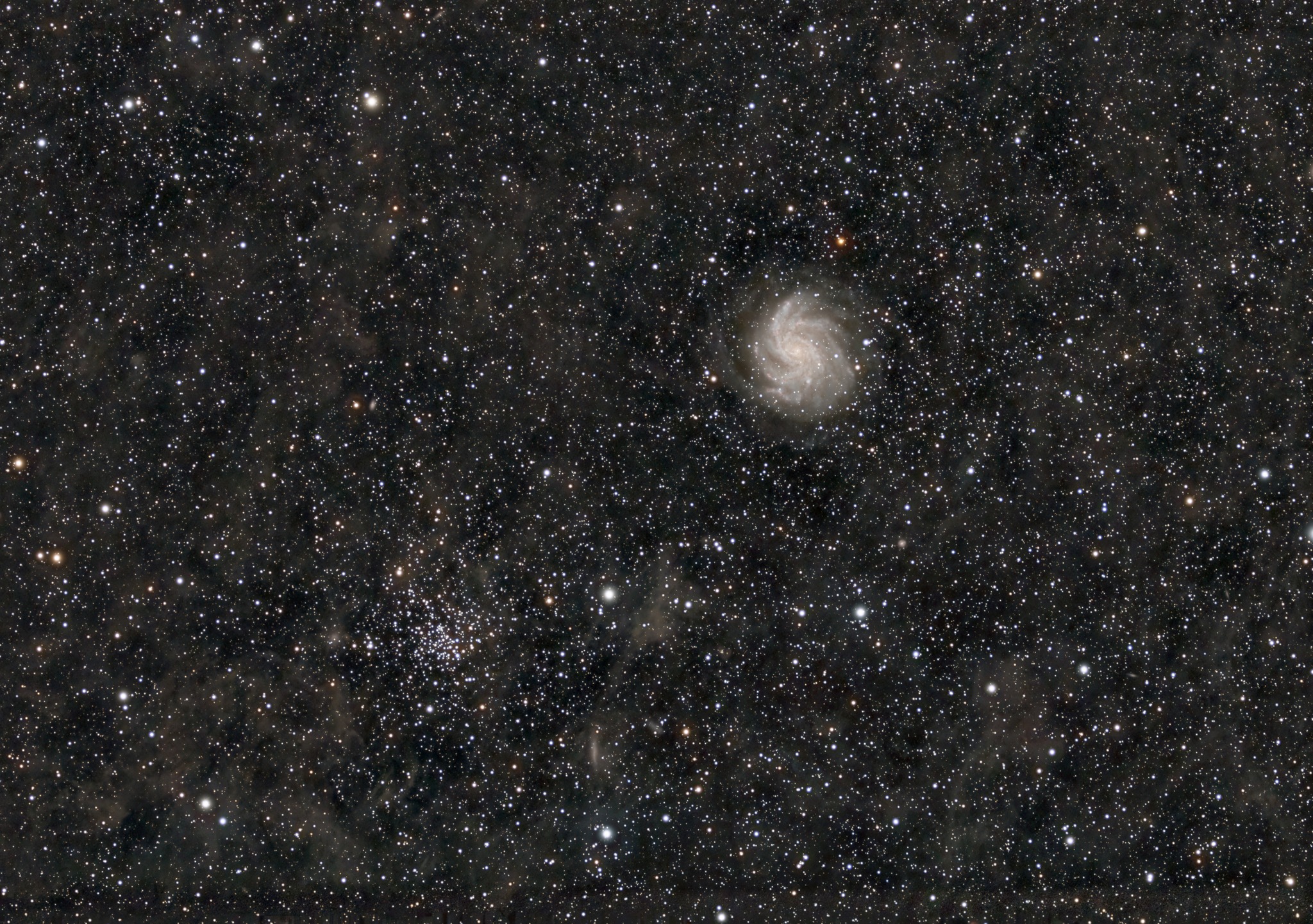 NGC 6946 Fireworks Galaxy and NGC 6939 star cluster capture
