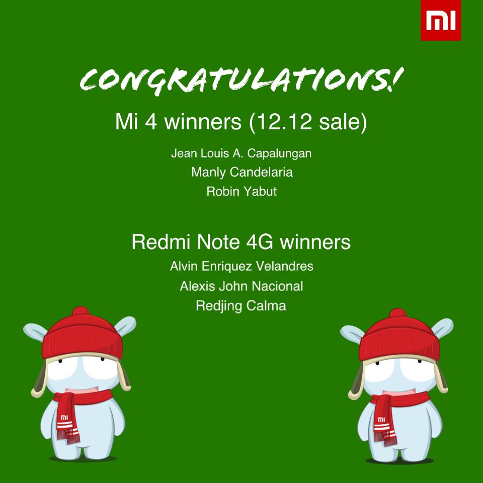Xiaomi Philippines - Congratulations to the lucky winners of the 12.12 ...