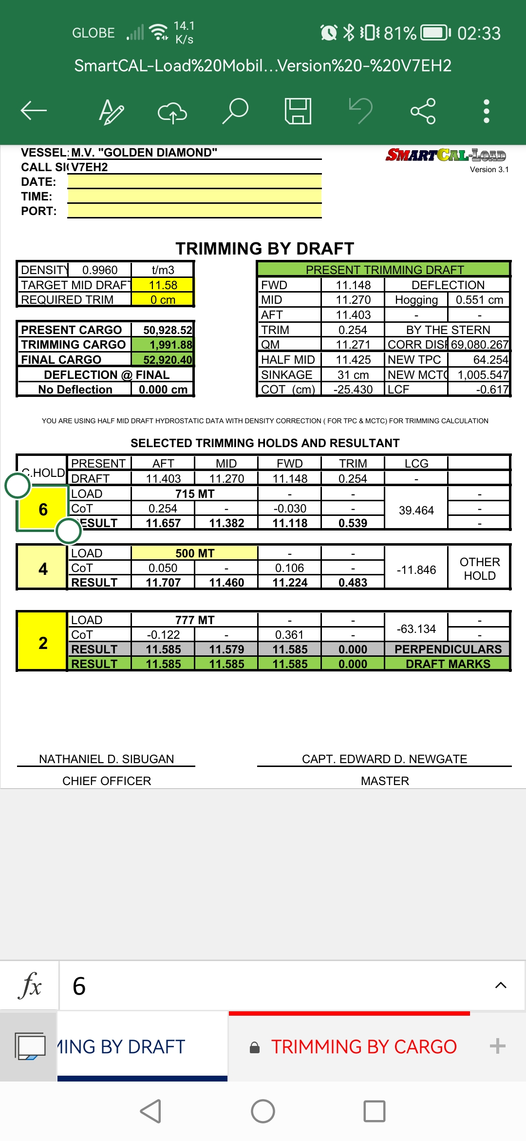SmartCal-Load - Draft Survey, Trim and Stability & etc for Cargo Officers