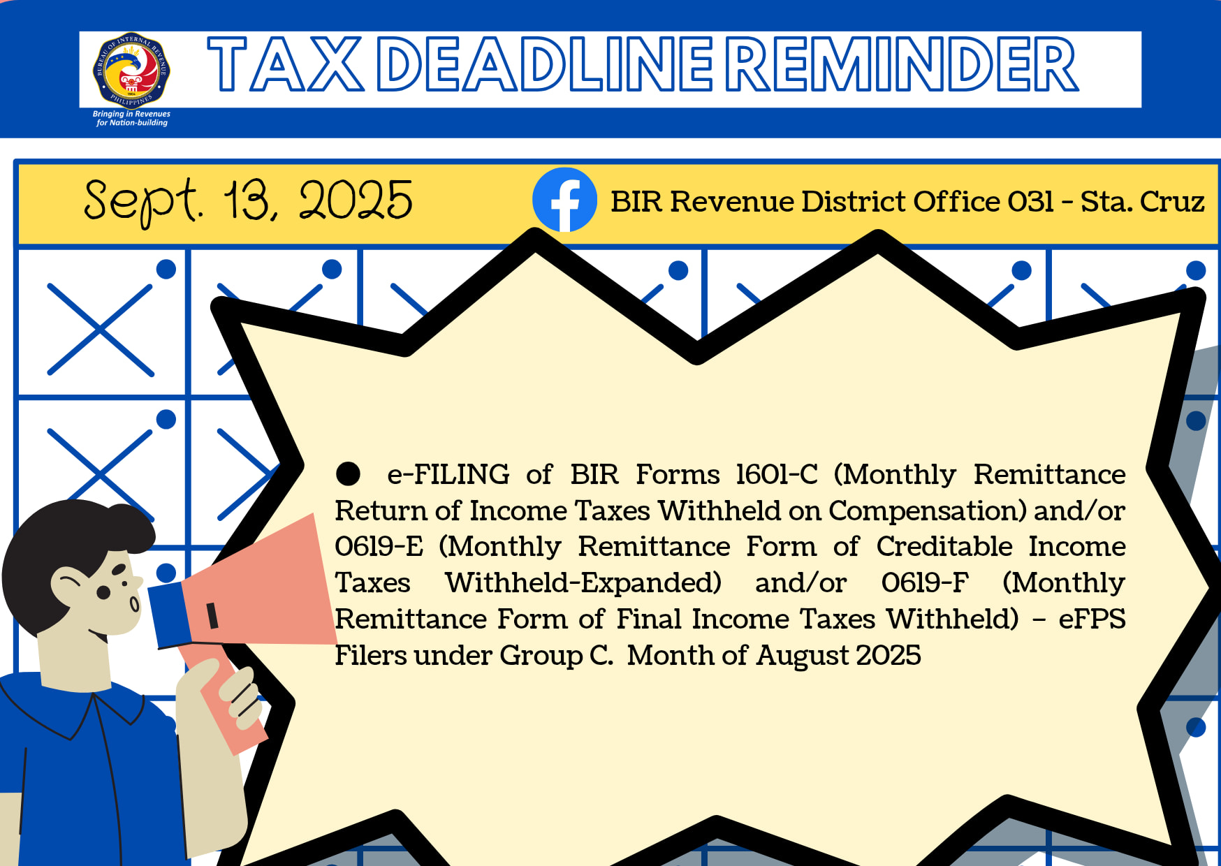 BIR - BIR Tax Deadline September 13, 2025 Saturday e-FILING of BIR ...