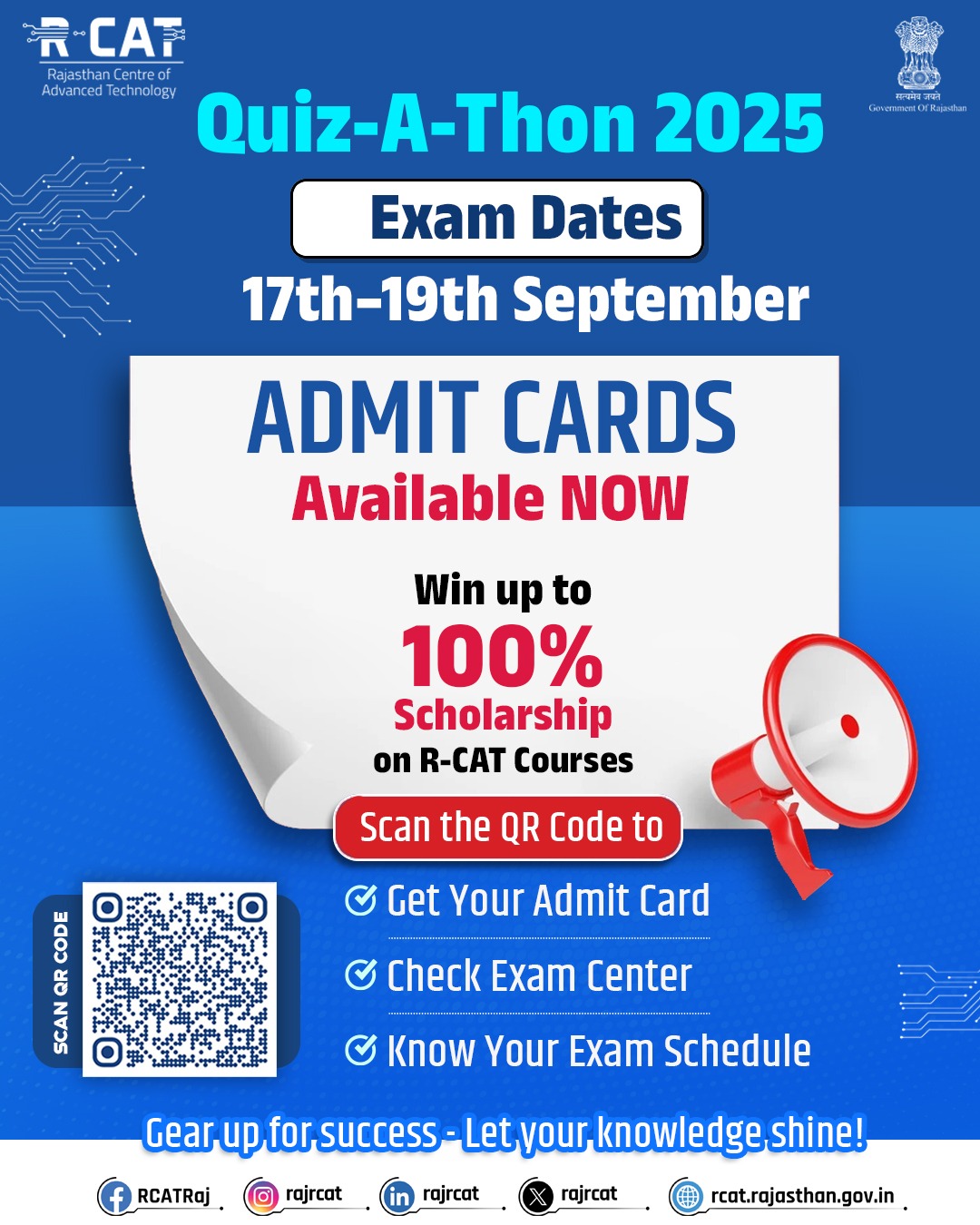 R-CAT - Admit cards for Quiz-A-Thon 2025 are now live. Exam Dates: 17th ...