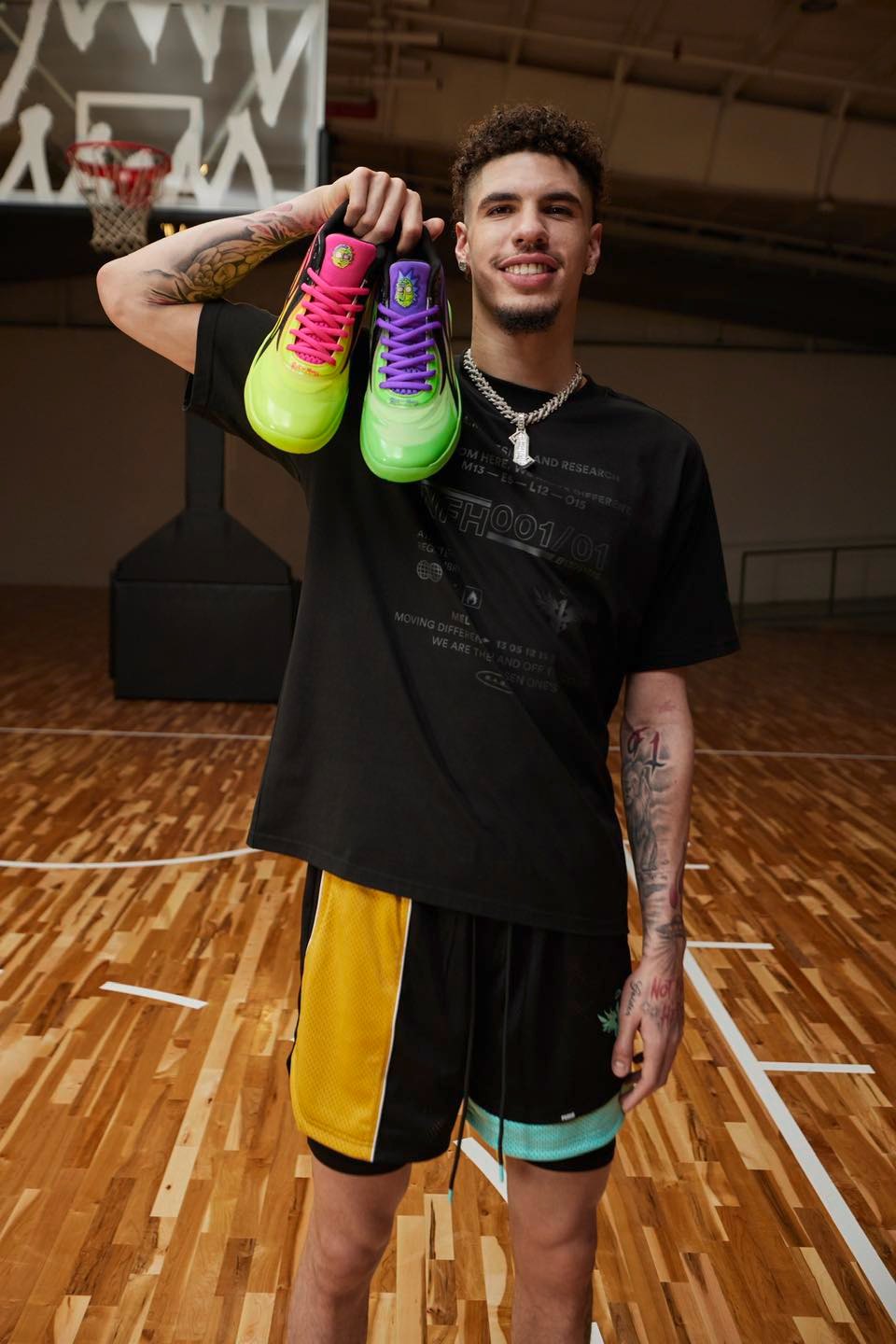 Check out Lamelo Ball's latest PUMA Hoops “Rick and Morty” MB.02