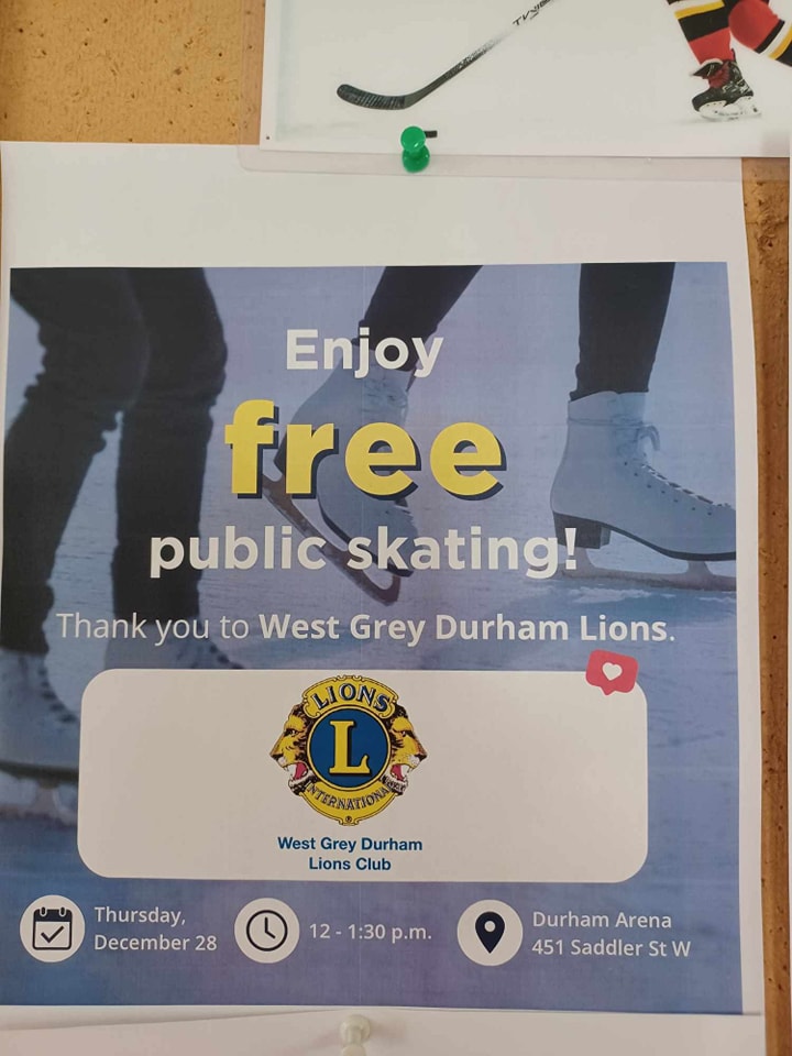 Free ice skating at the... - West Grey-Durham Lions Club | Facebook