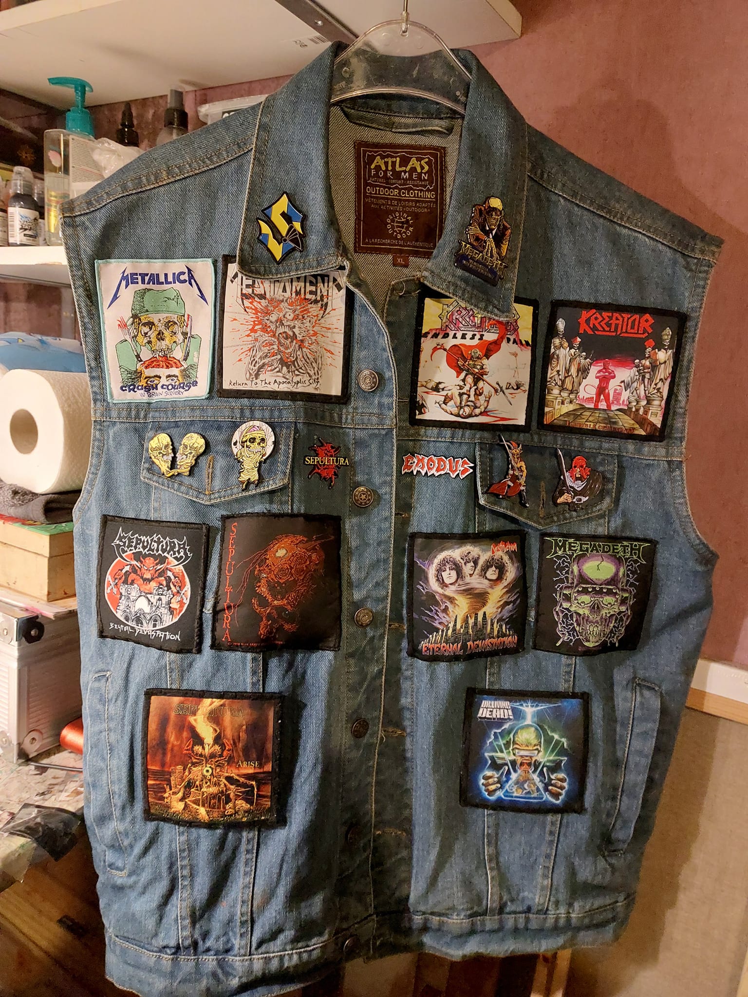 Custom Metallica battle jacket with Jump in the Fire artwork