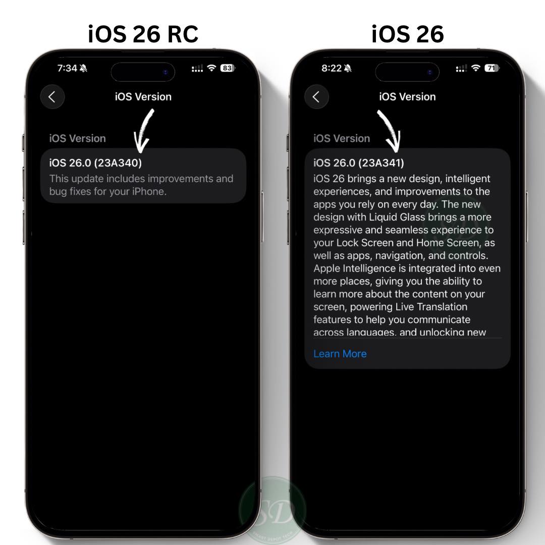 Smart - iOS 26 RC vs iOS 26 Final Release Version number. #ios26 # ...