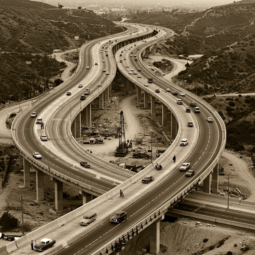 Rare History World | The 101 Freeway, still in the process of being ...