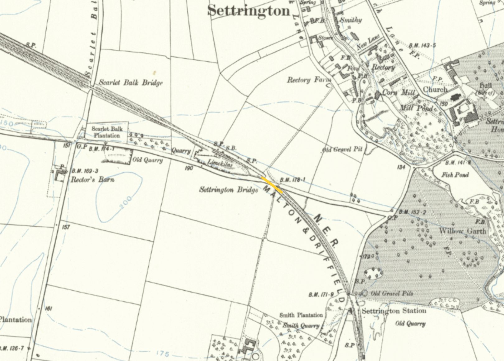 Disused - 1900 Ordnance Survey Map, Settrington Tunnel highlighted in ...