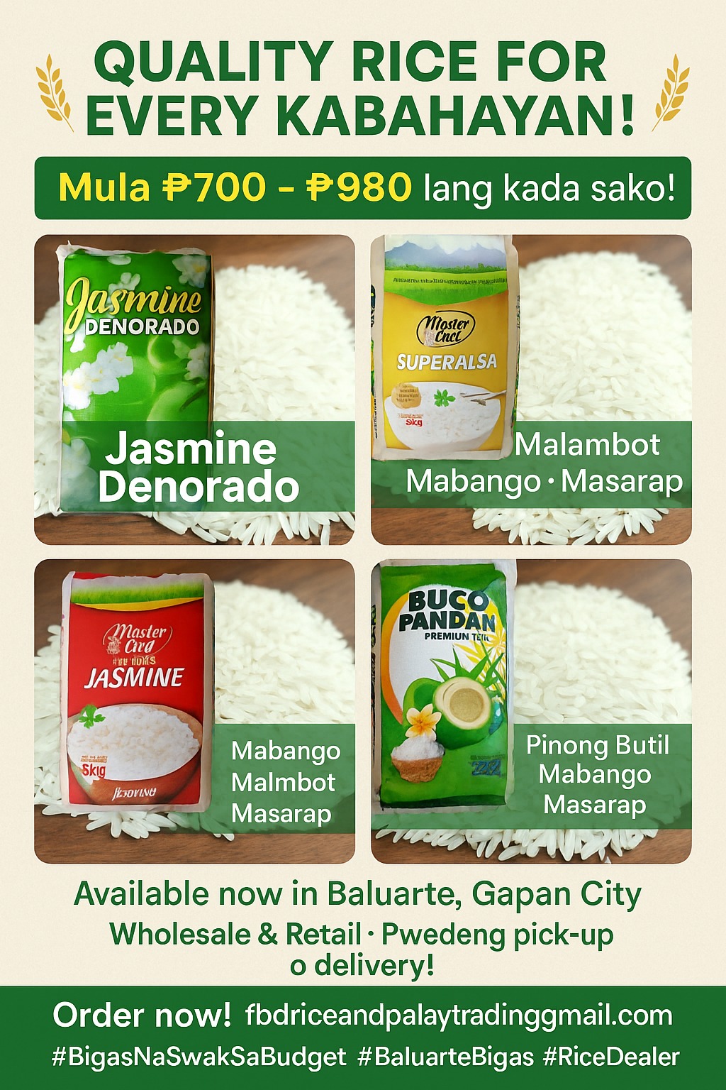 FBD - 🌾 QUALITY RICE FOR EVERY KABAHAYAN! 🌾 Mula ₱700 - ₱980 lang kada ...