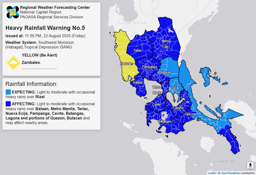PAGASA-National - Heavy Rainfall Warning No. 5 #NCR_PRSD Weather System ...