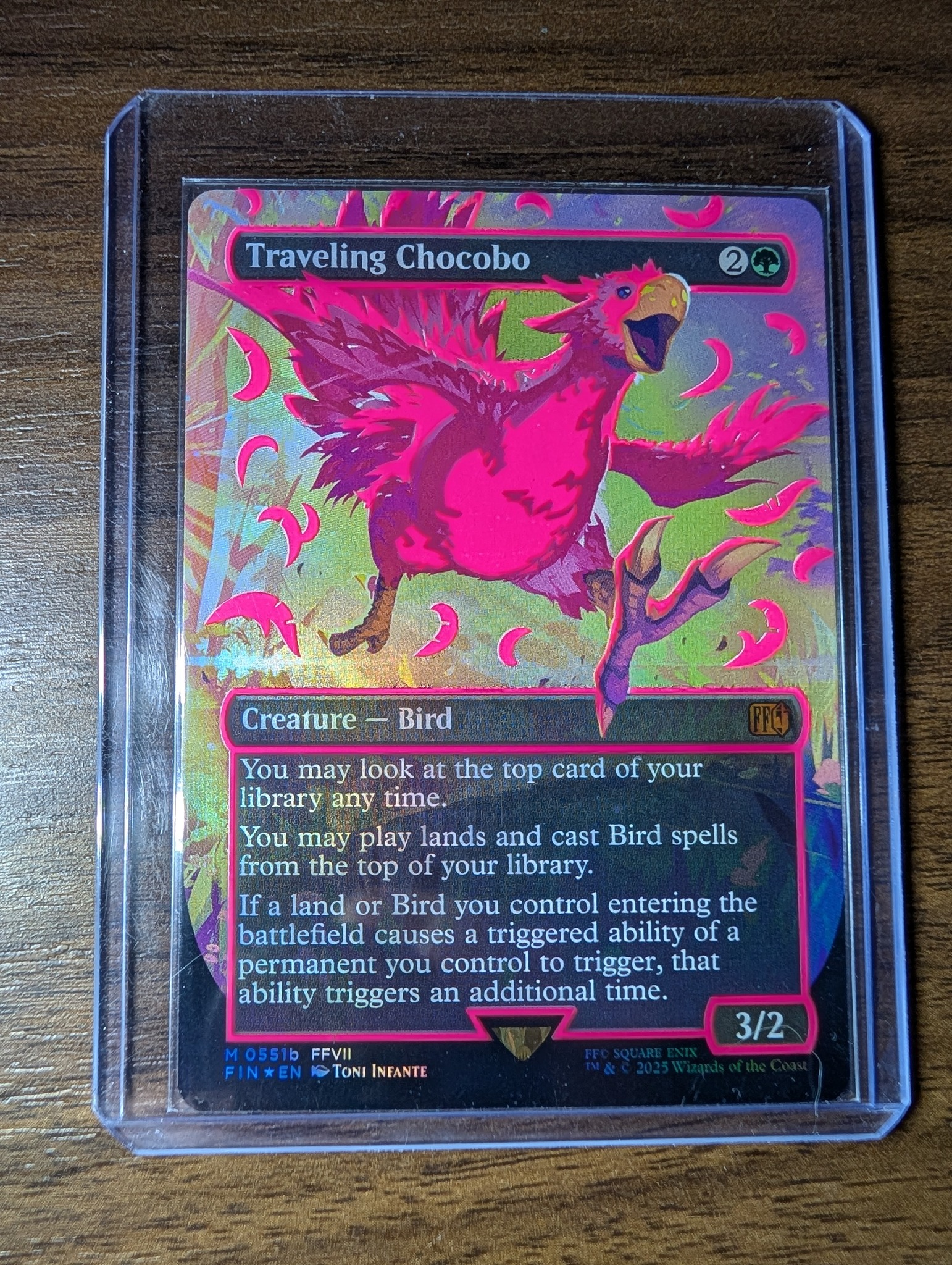 Neon pink Traveling Chocobo Magic: The Gathering card for sale