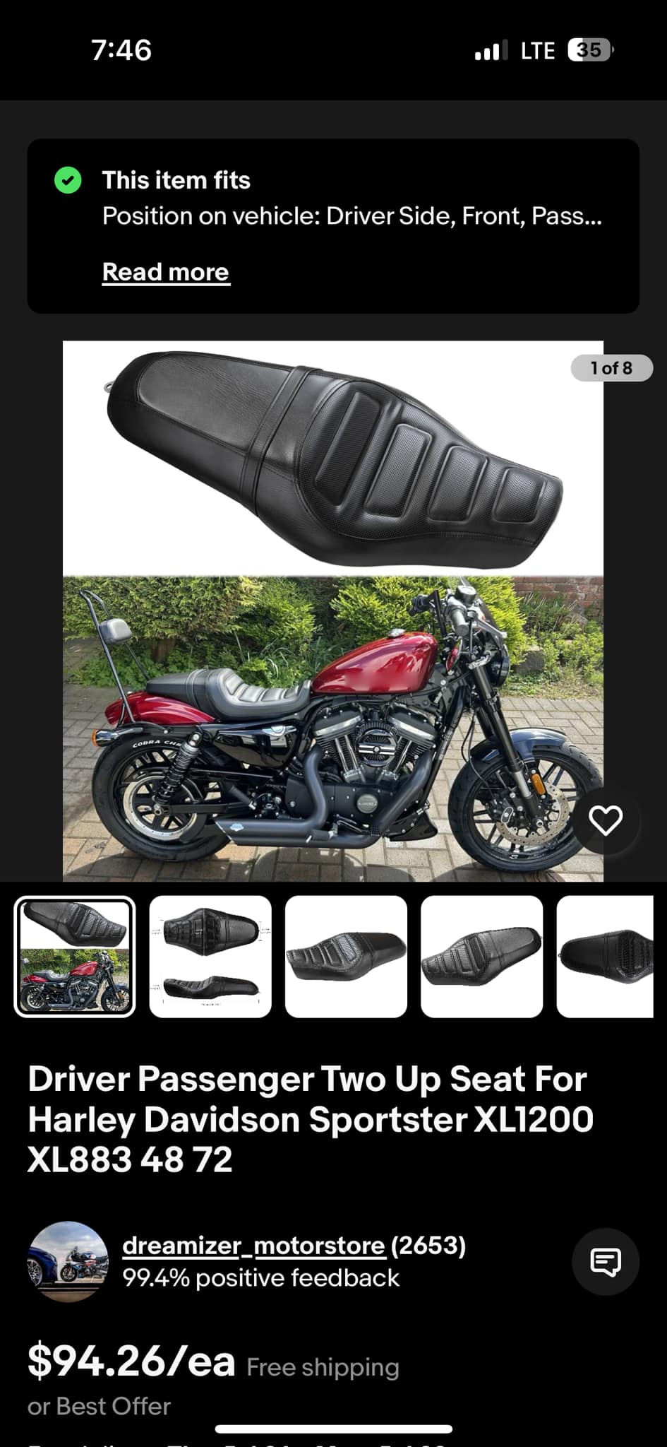 GOODFITMENT One-Piece Driver & Passenger Seat For Harley Sportster 883/1200 (2010-2016)
