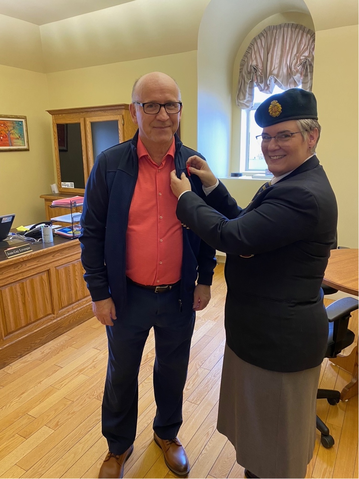 Royal - Campbellton Mayor Jean-Guy Levesque, receiving a poppy from ...