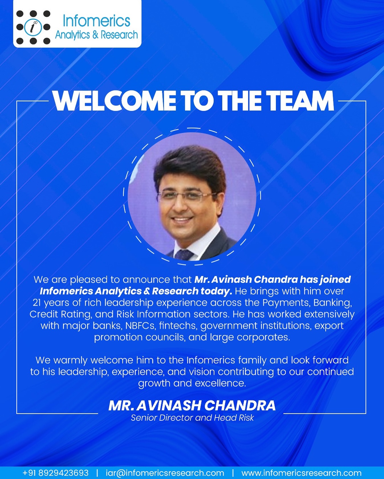 Informerics - We are pleased to announce that Mr. Avinash Chandra has ...
