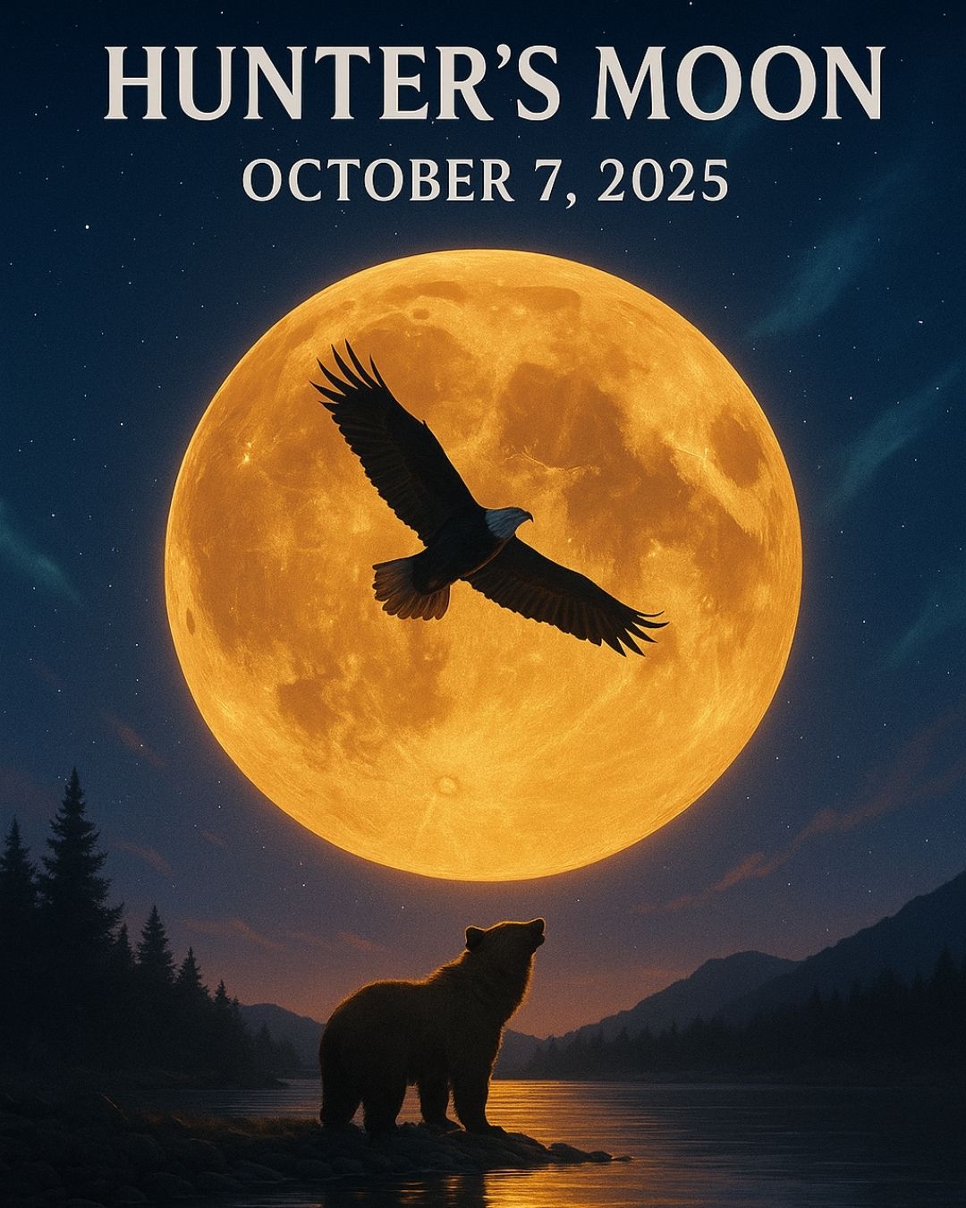 Galaxies, - 🌕 Hunter’s Moon — October 7, 2025 🐻🦅 On this night, the sky ...