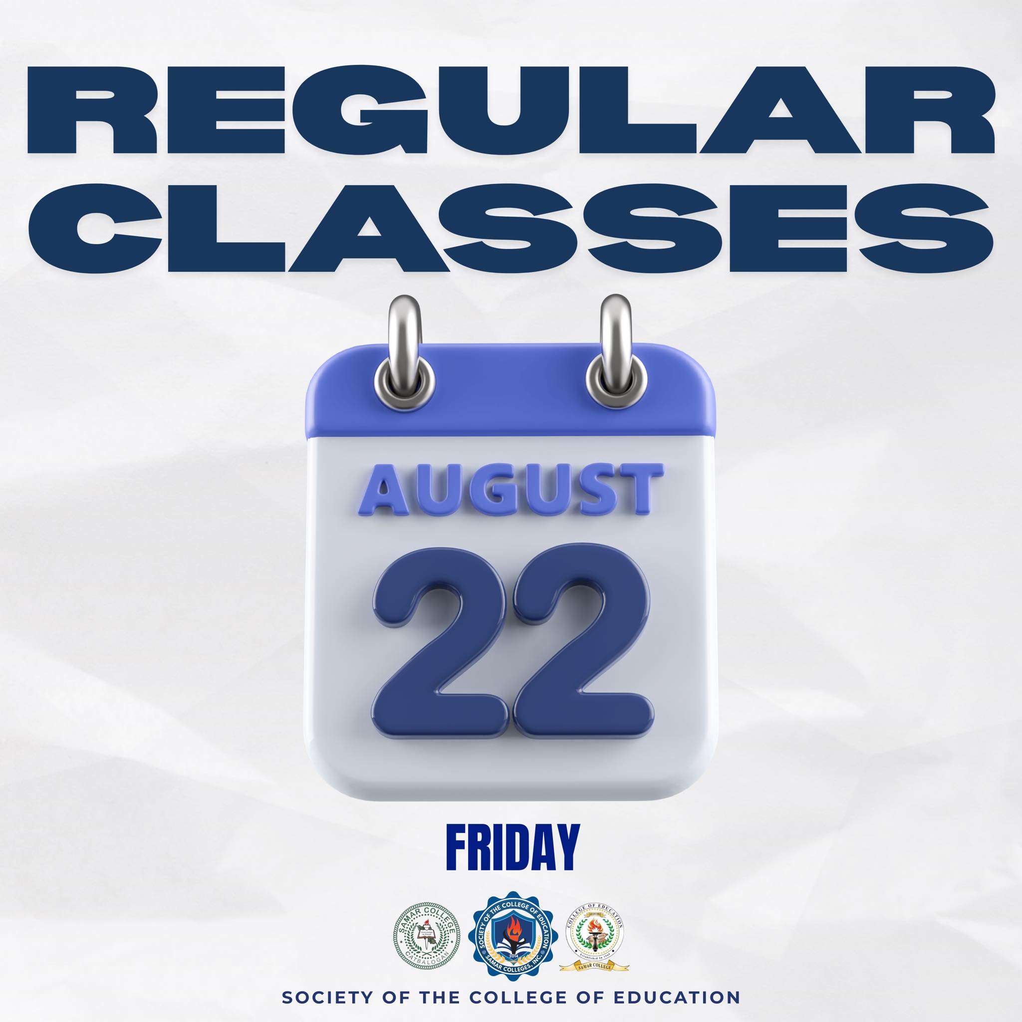 📢 𝐀𝐍𝐍𝐎𝐔𝐍𝐂𝐄𝐌𝐄𝐍𝐓 📢 Regular classes will resume tomorrow, August 22, 2025 ...