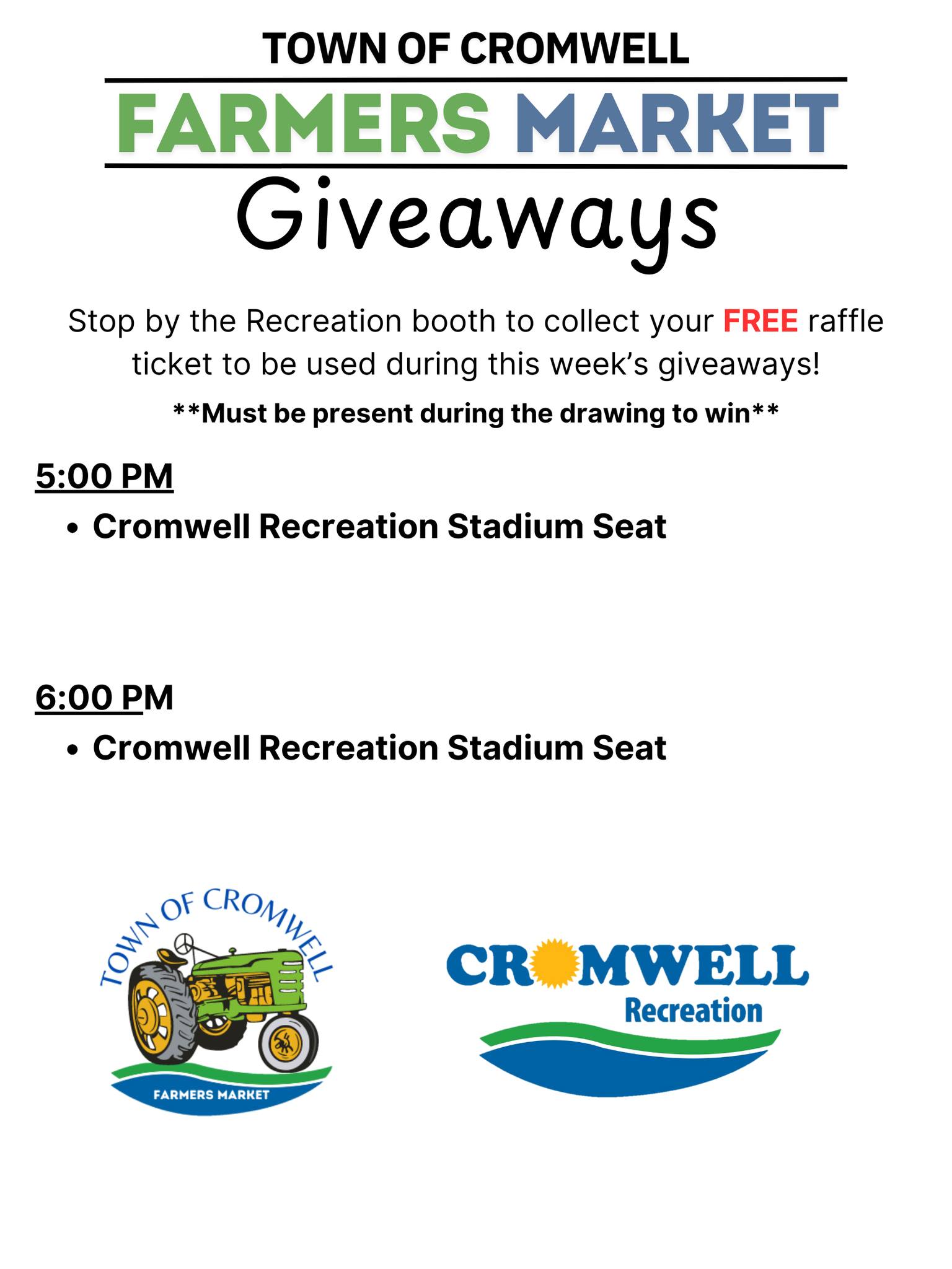 Town - Stop by the Recreation Booth to grab your FREE raffle ticket ...