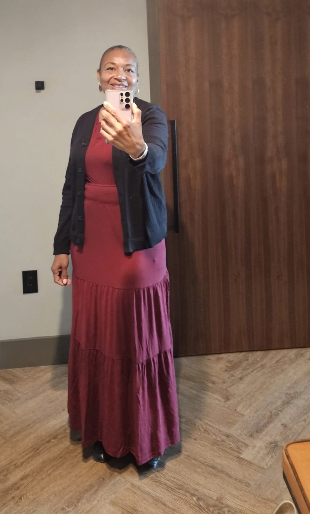 burgundy velvet dress long sleeve Miss Circle Women Zenaida Burgundy Cutout High Slit Velvet Gown