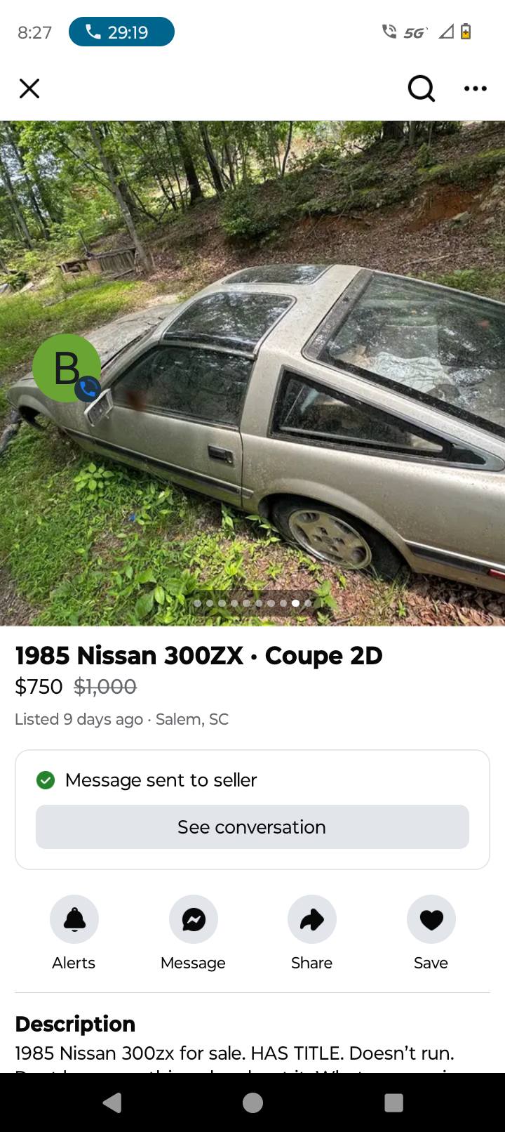1985 Nissan 300zx. 2nd year sold in US. 5 speed. T top parting out