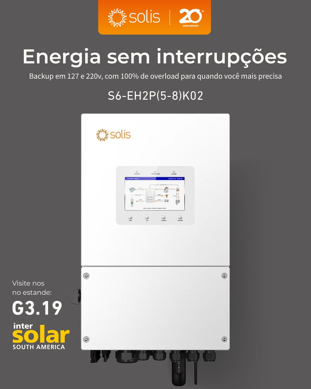 Solis - A grande estrela da Intersolar 2025, S6-EH2P(5-8)K02-SV-YD-L ...