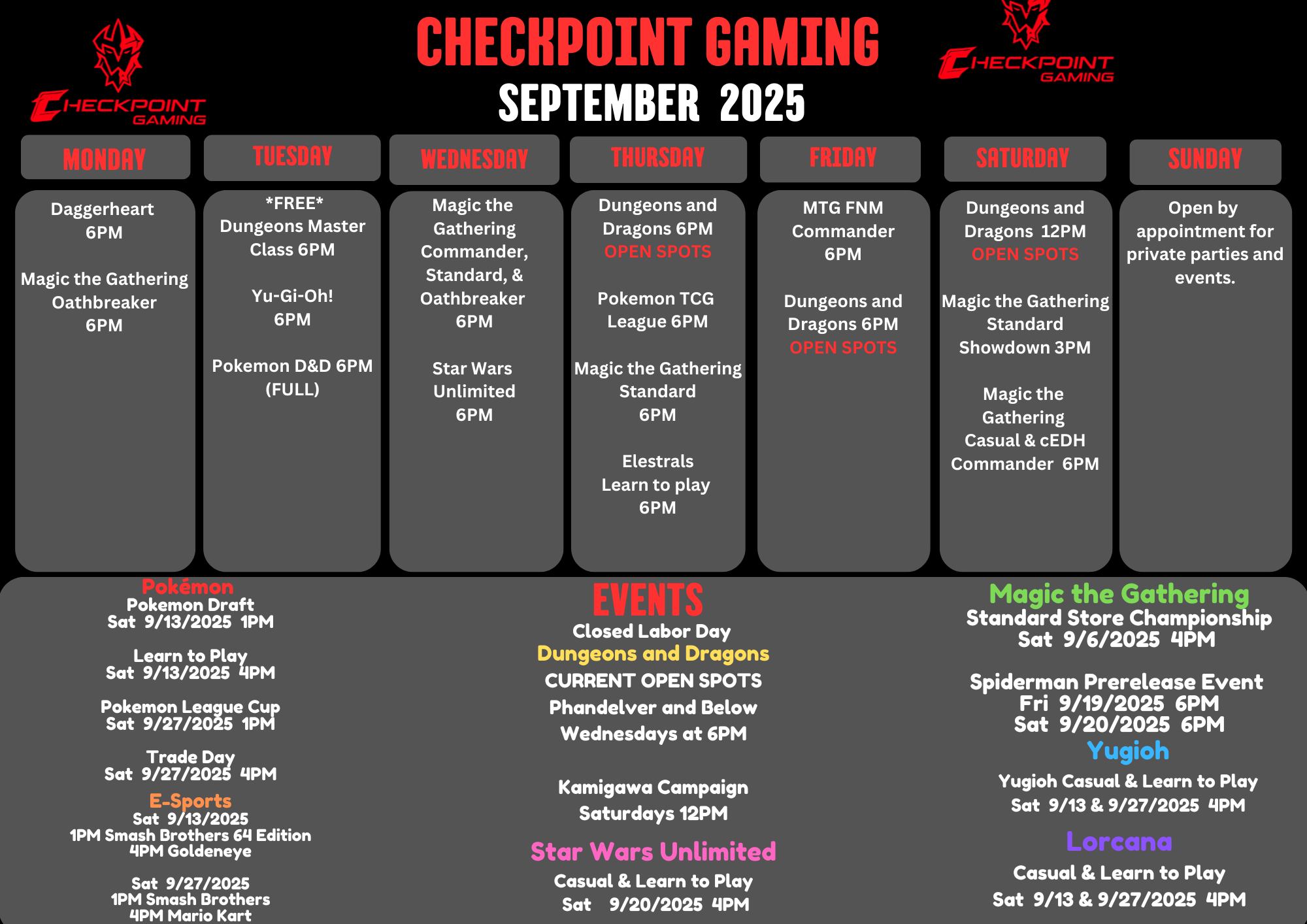 🎲 We still have events lined up for... - Checkpoint Gaming | Facebook