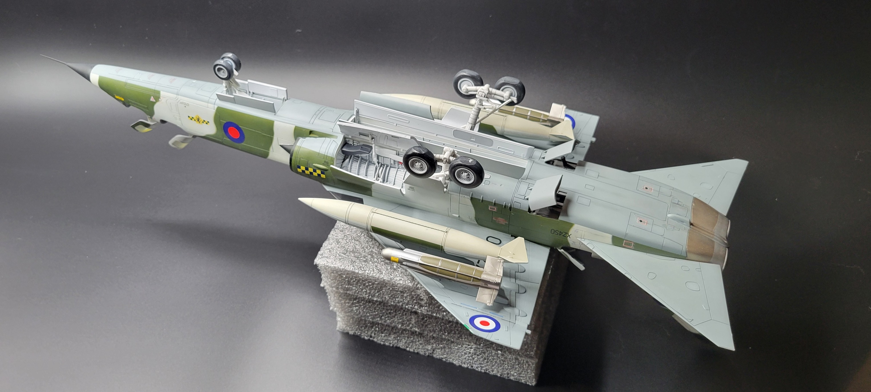 Weathered 1/48 Airfix BAC TSR-2 model in RAF Nordic camo
