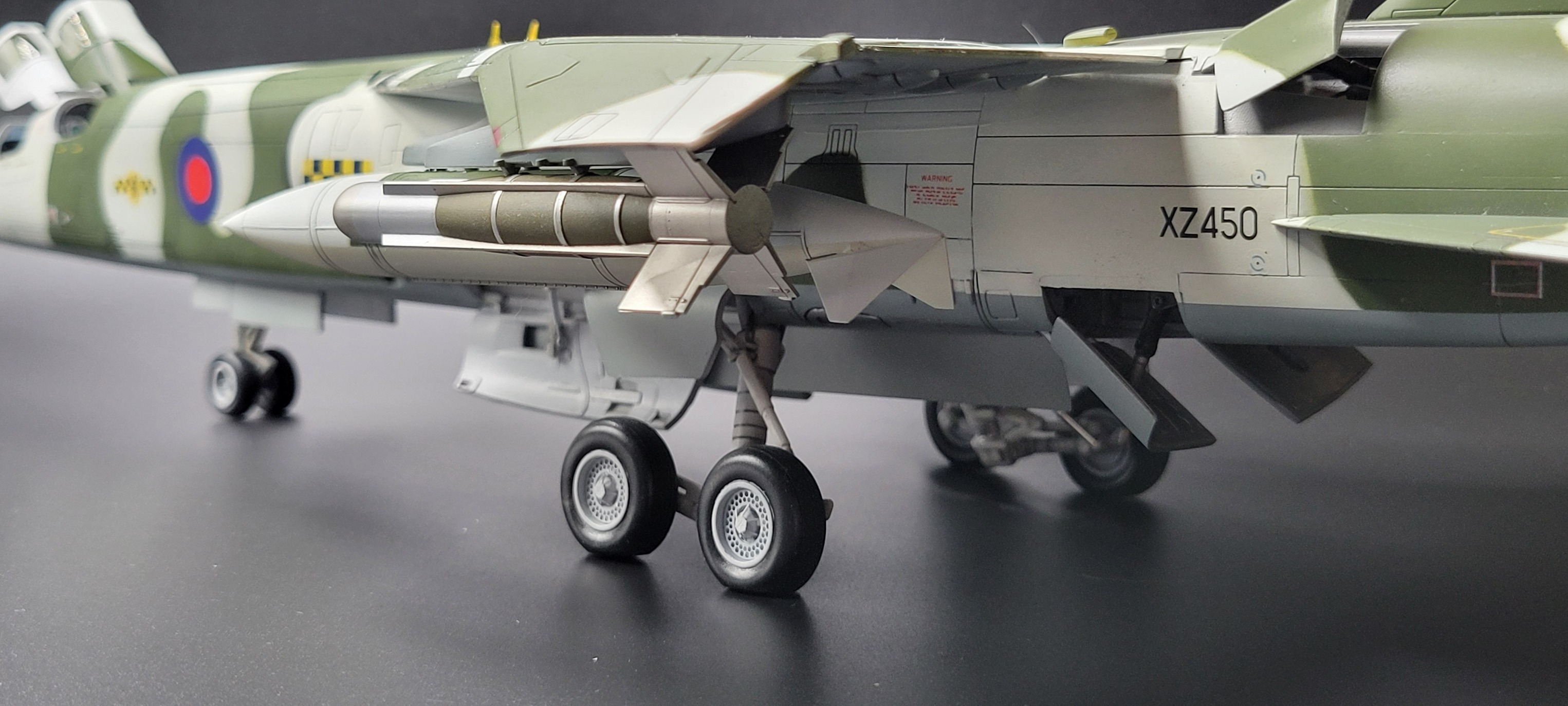 Weathered 1/48 Airfix BAC TSR-2 model in RAF Nordic camo