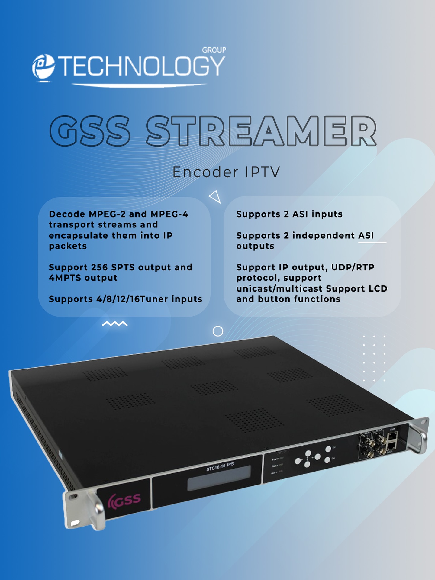 Technology - GSS STREAMER STC-1616-IPS FTA — designed for professional ...