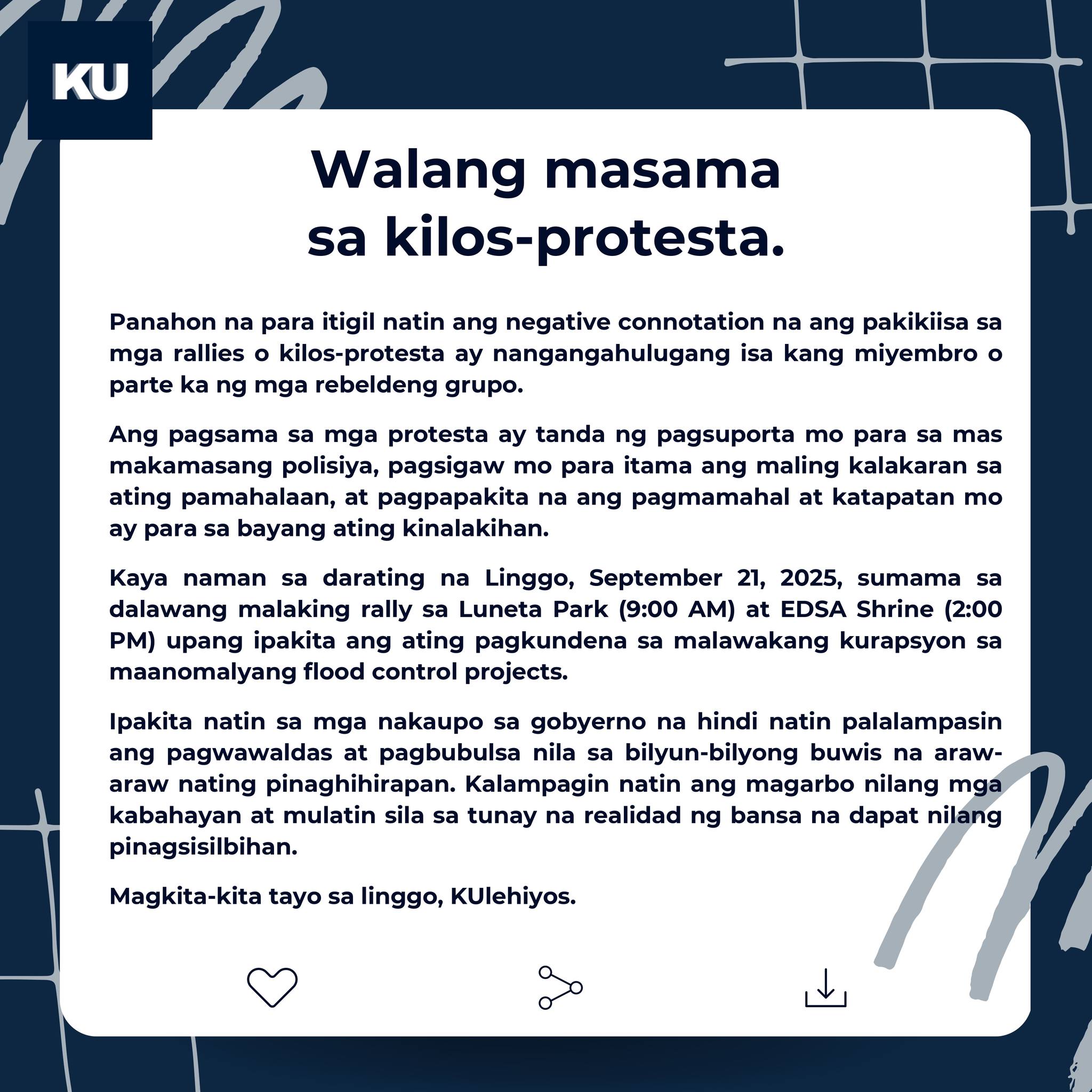Kolehiyo - WALANG MASAMA SA KILOS-PROTESTA. Panahon na para itigil ...