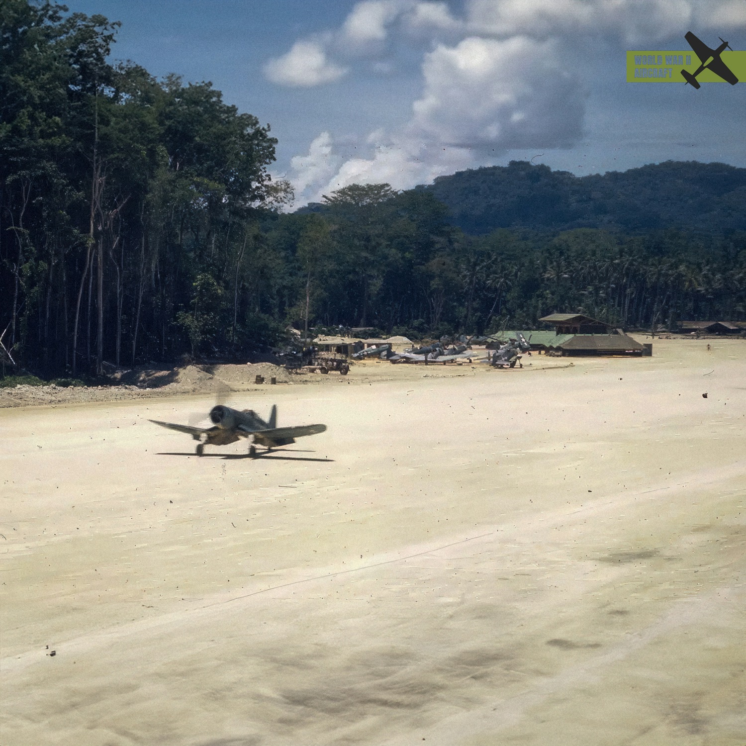World - A Vought F4U Corsair lifts off from Barakoma Airfield in the ...